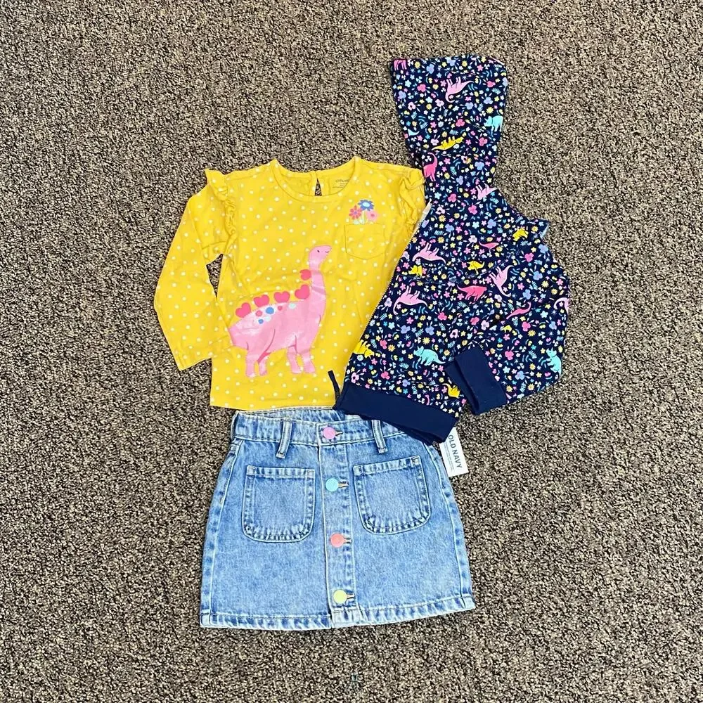 3T Girls Dinosaur Outfit Bundle Old Navy Little Me NWT EUC